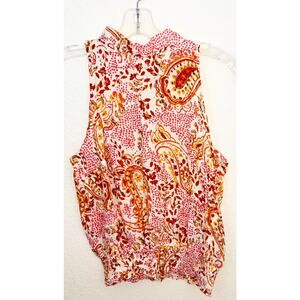 Cynthia Rowley Sleeveless Women's Orange Blouse Tank Paisley Boho NWT Size Small